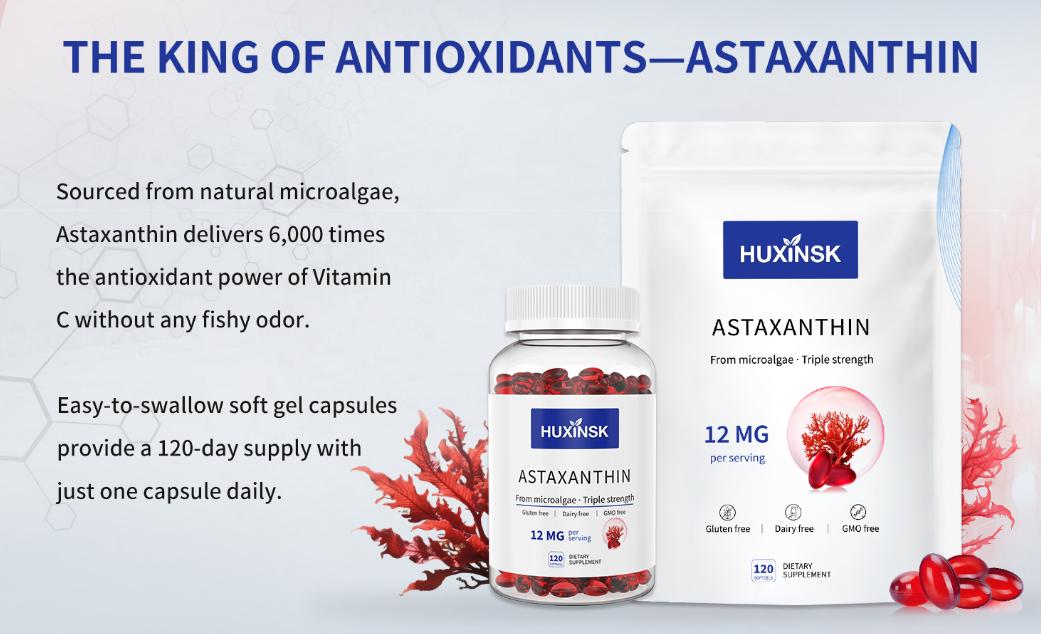 VITARENEW Astaxanthin 12mg Supplements, 120 Softgel, Max Strength Astaxanthin Antioxidant Supplements, Fresh Microalgae, 4 Month Supply, Supports Eye, Joint, Internal Circulation, Skin Health, 1 Bottle
