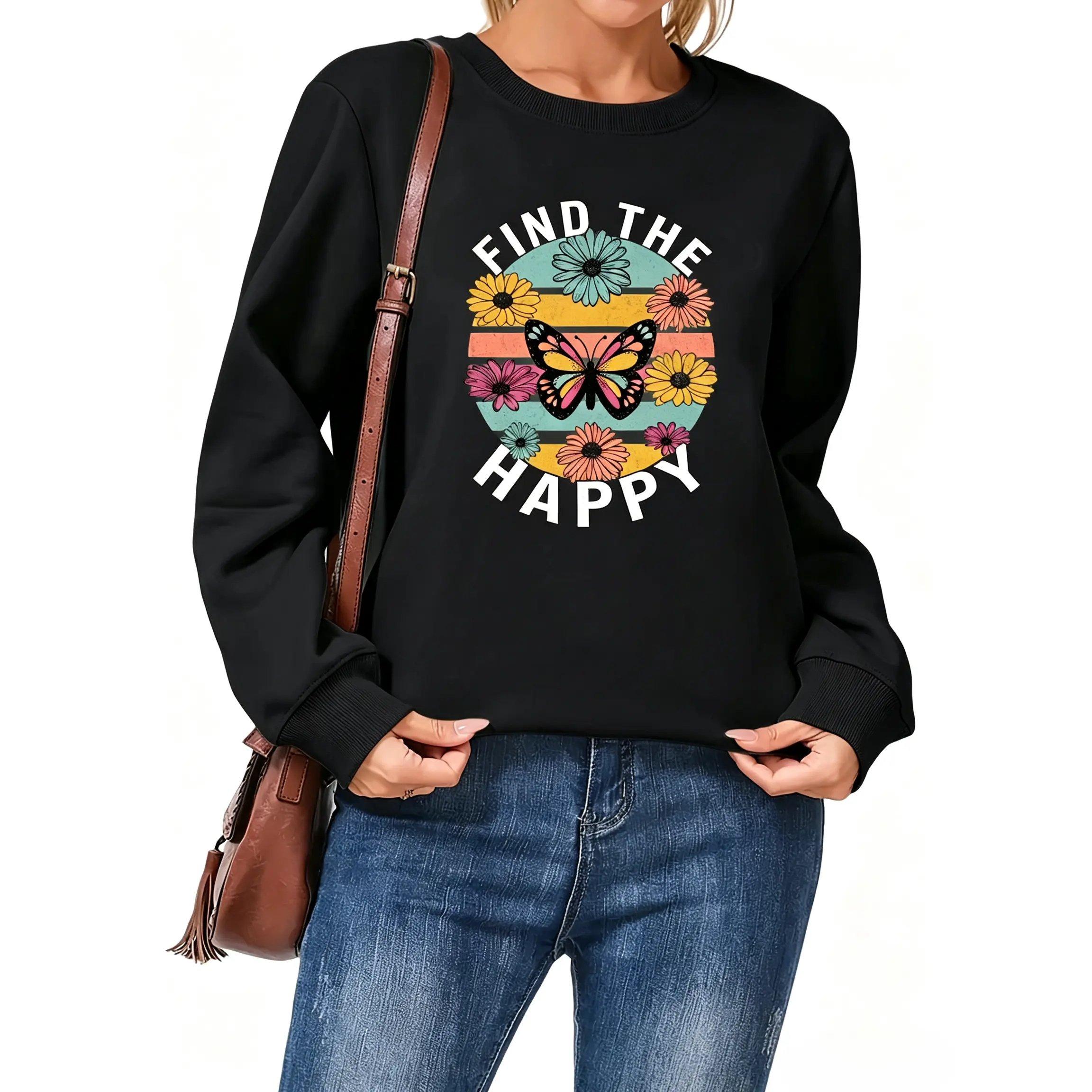 Positive Affirmation Crew Neck Inspirational Sweatshirt, Motivational Graphic Pullover, Encouraging Quote Hoodie