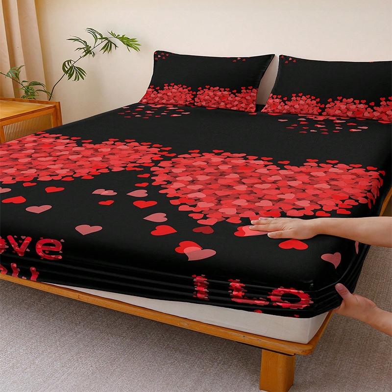 1PC Printed Fitted Sheet, Machine Washable, Soft & Comfortable, Anti-Slip & Non-Curl Design, Warm & Skin-Friendly for All Seasons, Festive Home Decor, Soft Breathable Sheet (No Pillowcase Included)