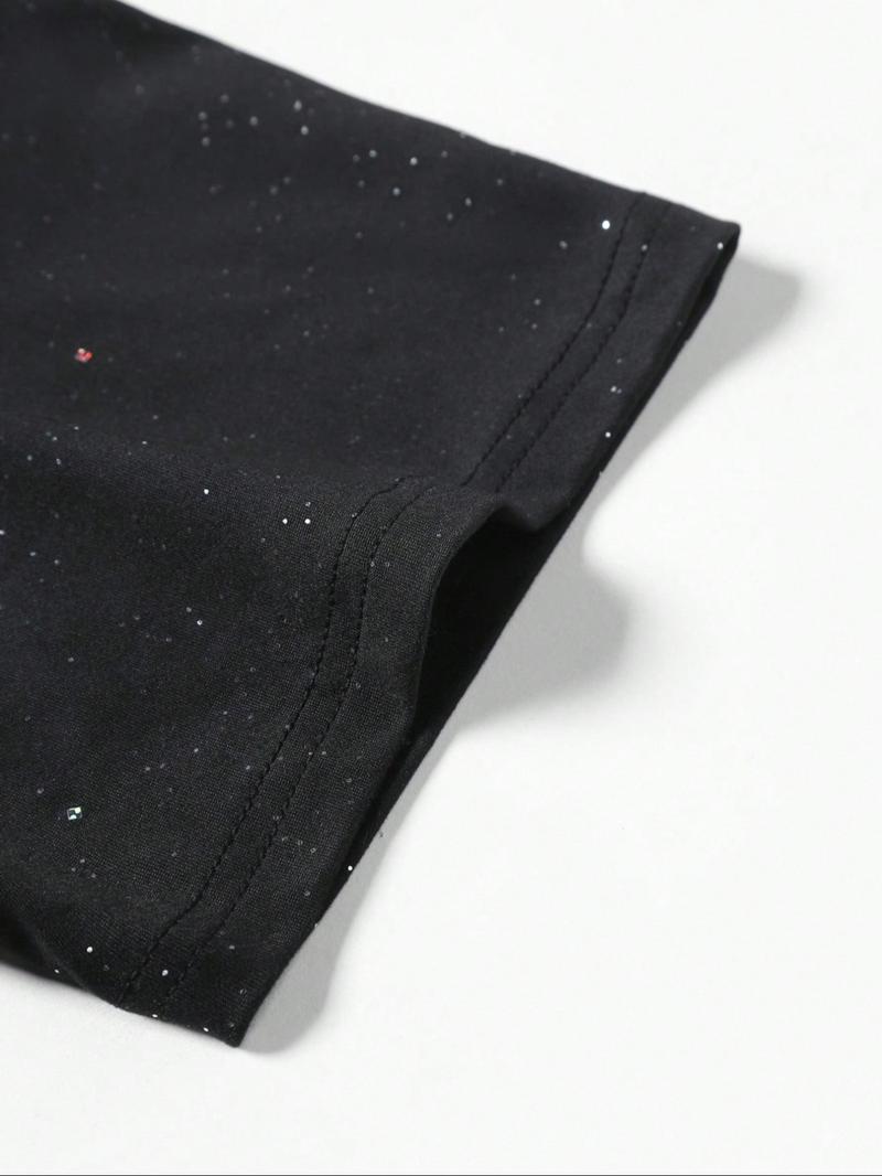 New Men's Casual Short Sleeve T-Shirt, Fashlon Starry Sky Reflective Design, Sparkling Like a Starry Sky, Essential Item for Men's Outdoor Activities,Multiple colors to choose from