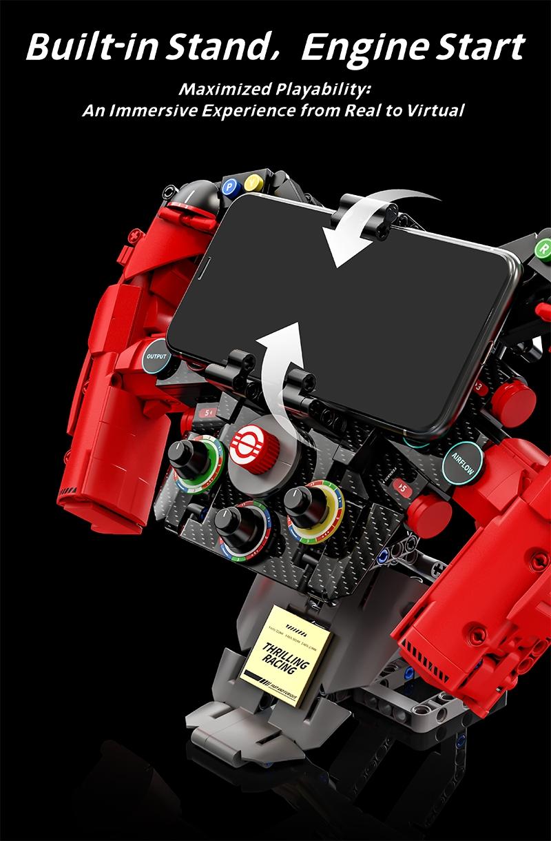 971Pcs Formula Racing Vehicle Steering Wheel MOC Blocks Supercar Model Building Toys Gifts for Adult Boys Technical Bricks Sets