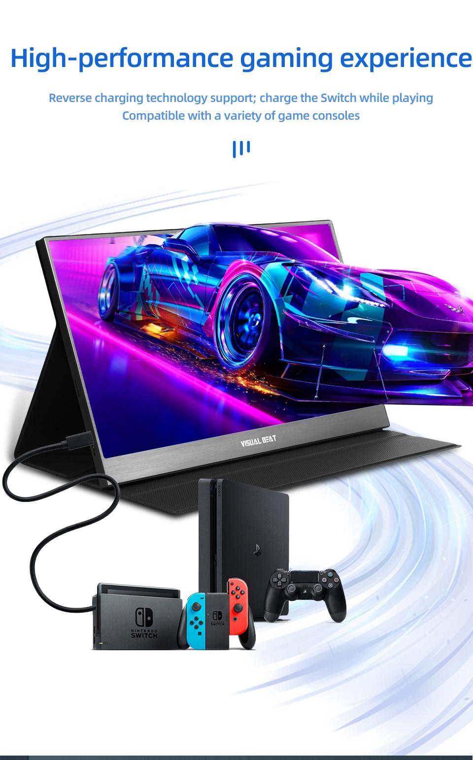 15.6 Inch Fhd Touch Portable Monitor, 100% Srgb Compatible with Ps5/switch, Includes Smart Protective Case, Ideal for Gaming and Work