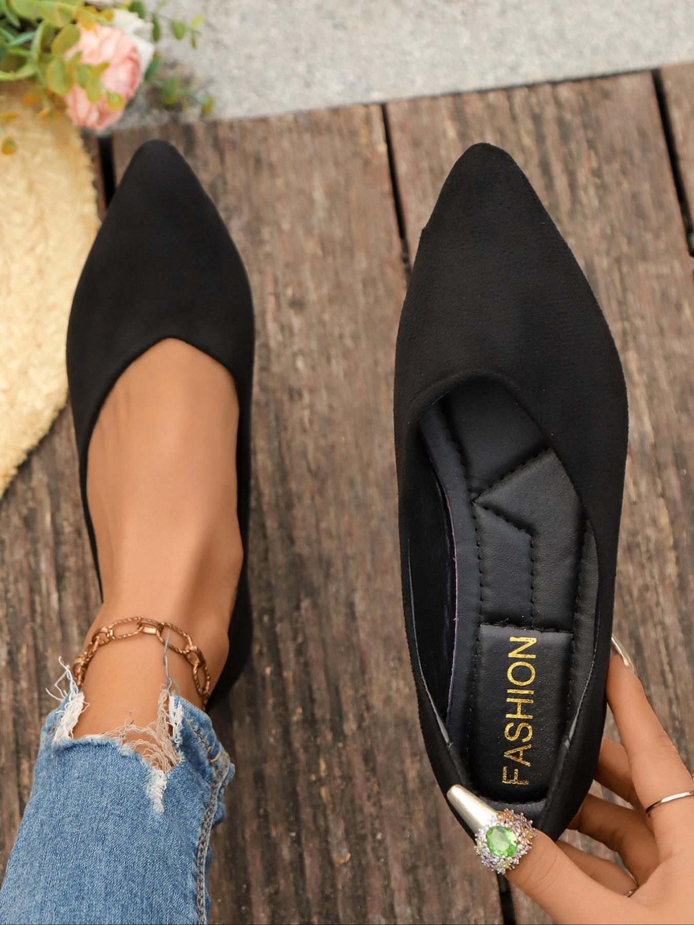 Women's Fashionable Solid Color Pointed Toe Flat Shoes, Casual Comfortable Slip on Shoes for Daily Wear, All-match Commuter Shoes for Work & Daily Wear, Business Style Flats