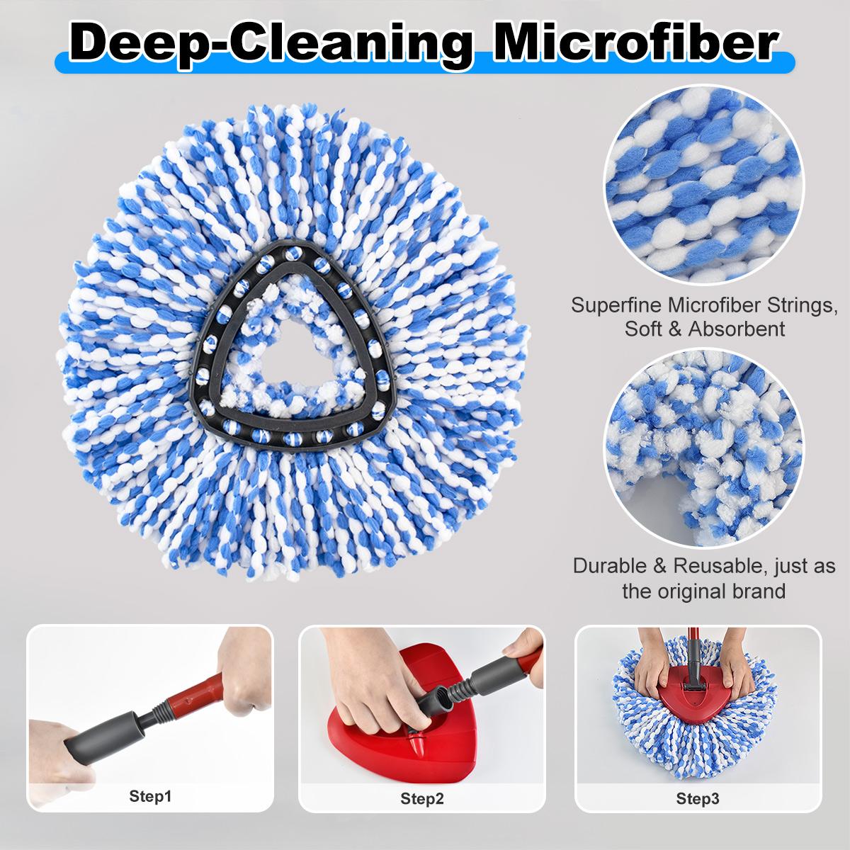 1/2/3pcs Microfiber Spin Mop Replacement Heads, Spin Mop Refill, Compatible with Vileda/o-Cedar Easywring 1 Tank System, Easy Installation, High Efficiency Cleaning, Kitchen Bathroom Cleaning Accessories