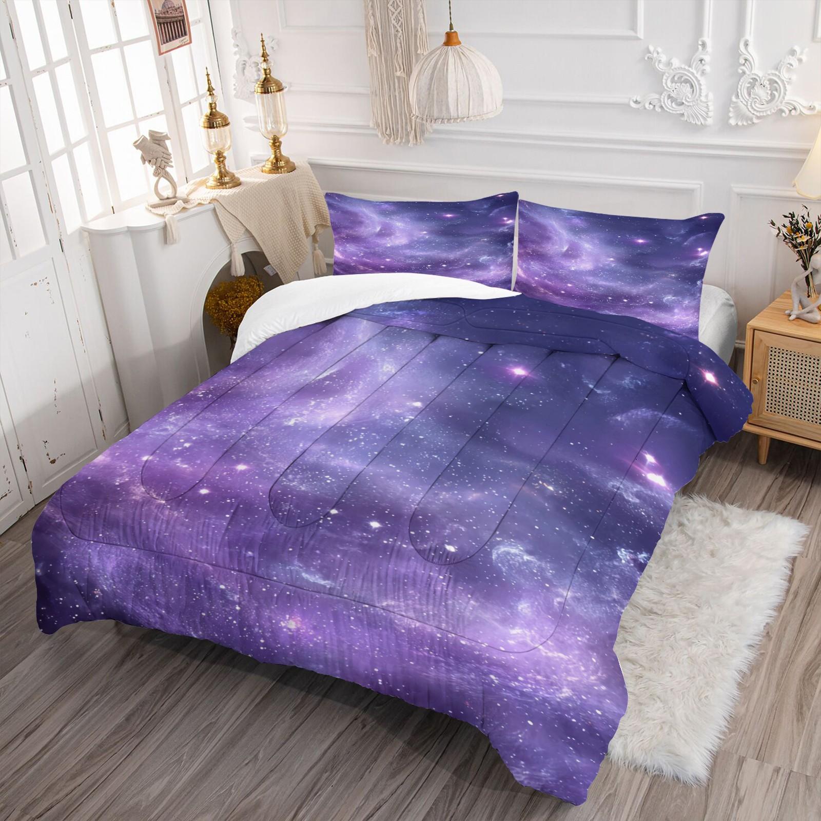 Galaxy Starry Sky Quilt Set, 1 Blanket With 1/2 Pillowcase (Excluding Pillow Core), Suitable For All Seasons Bedding In Bedrooms, Dormitories, And Guest Rooms, Suitable For Teenagers And Adults