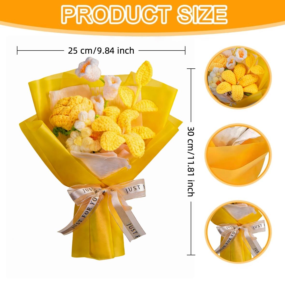 Handmade Crochet Flower Bouquet with Lily Rose Tulip,Artificial Flowers Soft Yarn Material Home Decor Accent Everlasting Gift for Lover Friend Mom Valentine's Day Birthday Anniversary,Valentine's Day Gifts,Valentine's Day Bouquets