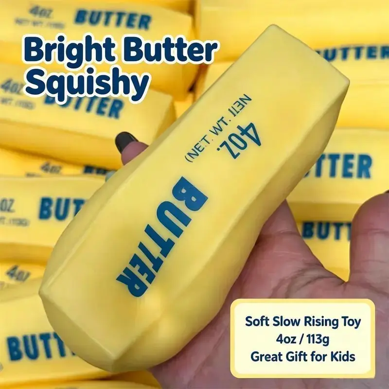 Crunchy Butter Stick Squishy Fidget Toy, Slow Rising Building Block Squeeze Toy, ASMR Soft Sensory Desk Toy, Stress Anxiety Relief Gift for All Ages