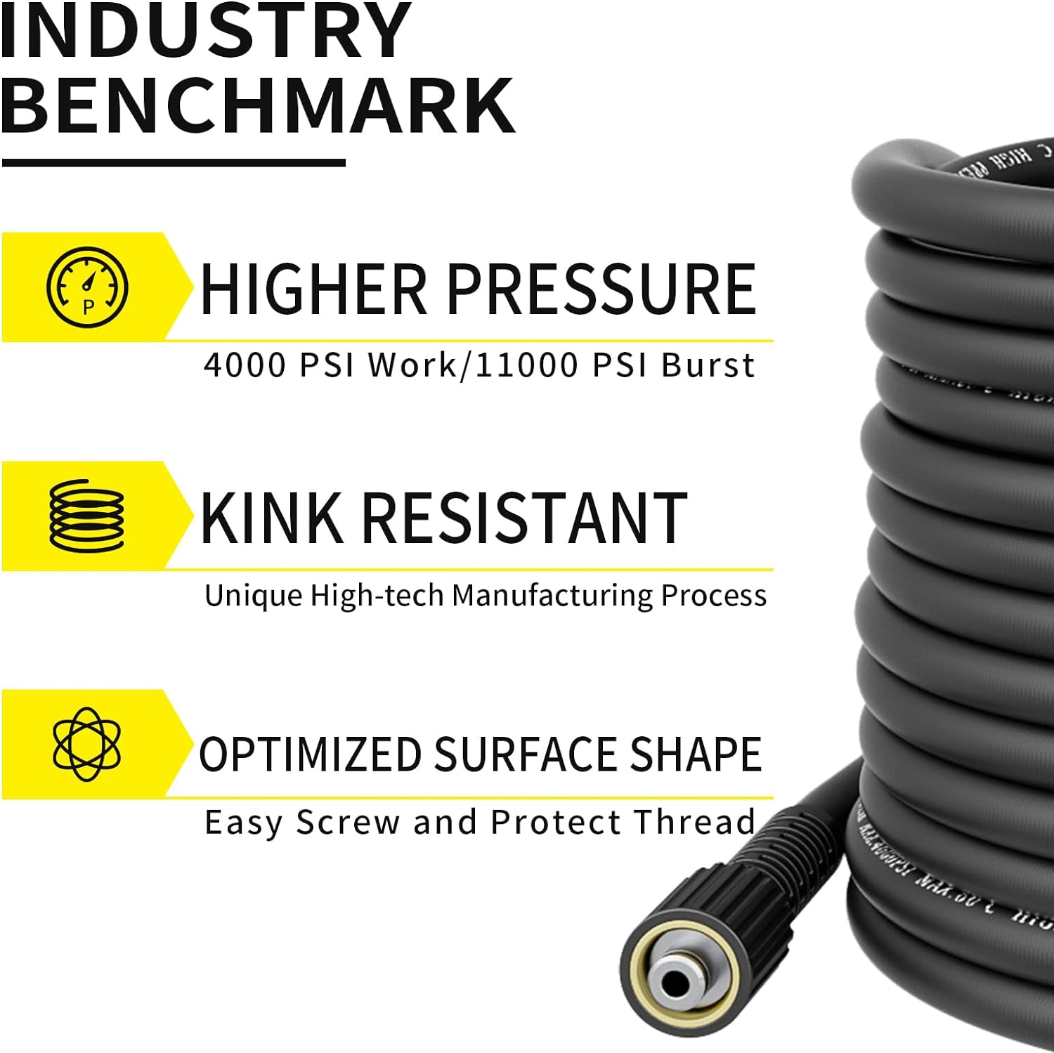 POHIR Pressure Washer Hose with M22&14mm Connects, 4000PSI Resistant Replacement Hose, Electric Power Washing Hose with M22 to 3/8 Quick Connect Set and Extension Adapter for Cleaning POHIR Pressure Washer Hose with M22&14mm Connects, 4000PSI Resistant Replacement Hose, Electric Power Washing Hose with M22 to 3/8 Quick Connect Set and Extension Adapter for Cleaning