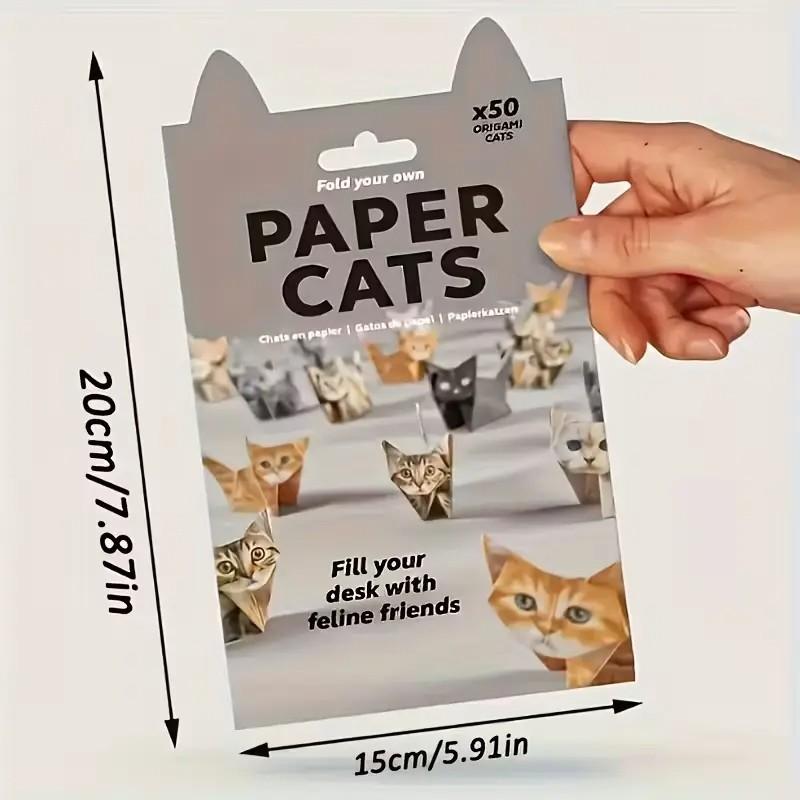 50pcs DIY 3D Paper Cat Dog Origami Kit, Step-By-Step Instructions, Pre-Cut Pieces, Easy Assembly, Fun Gift, Home Decor, No Glue Needed