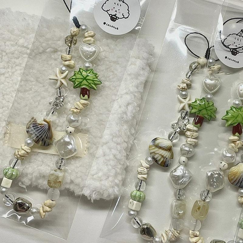 Creative Seashells Beaded Phone Chain Anti-loss Phone Strap Charm Cute Pendant Lanyard For Girl Cell Phone Wrist Strap