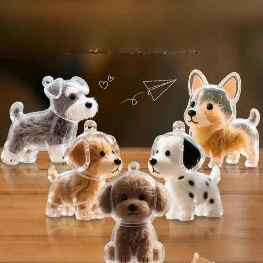 Transparent Pet Hair Storage Box Pendant Keychain - Cute Sitting Dog Design, with Chain Link - for Dog Owners - Durable Acrylic Organizer for Keys, Bags, Home or Outings - Perfect Pet Memorial Gift for Dog Lovers, Playful Design, Sturdy Ring Attachment
