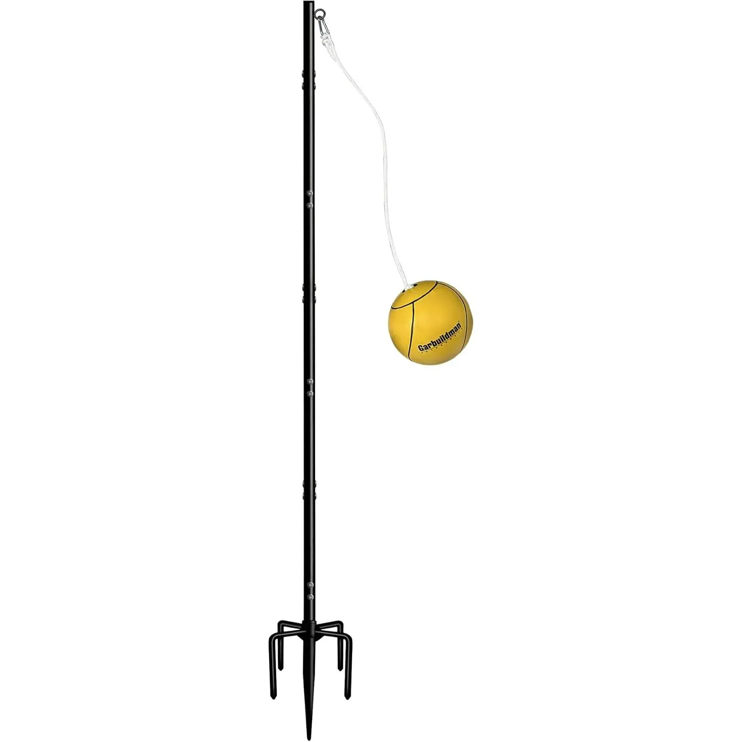 Tetherball Set with Ball & Rope for Outdoor Backyard, Adjustable Tether Ball Pole with Screw Reinforcement 5-Prong Base for Playground, Outside Ball Games Sports for Kids & Adults