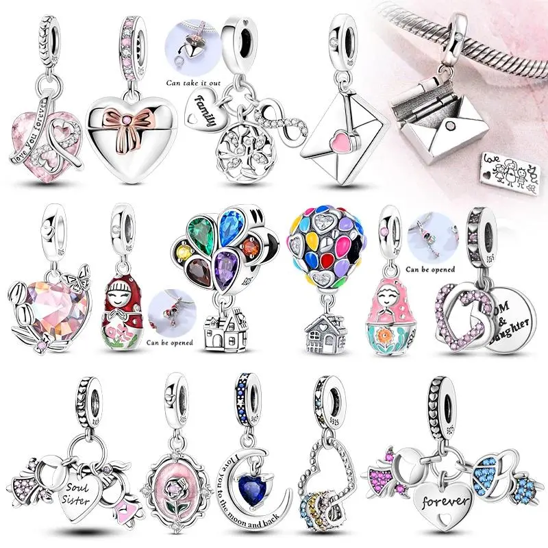 925 Silver Charms Beads Pendant Infinite Love Family Friendship Charms Fit Original Bracelet DIY Women Mother's Day Jewelry Gift