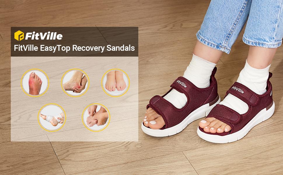 FitVille Diabetic Sandals for Women Wide Width with Arch Support, Adjustable Dual Straps Wide Sandals for Women Comfortable Flip Foot Health Slip Resistant Pressure Relief Circulation Walking Shoes Footwear