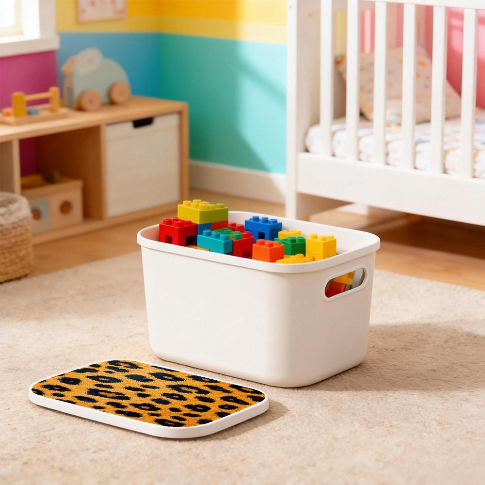 3-Piece Cover White Plastic Storage Box with Cute Printed Wild Leopard Pattern, Modern Nordic Style Dustproof Rectangular Storage Box, Suitable for Desk, Bookshelf, Wardrobe - Multi functional Home and Office Storage (25x18x16cm/9.8x7x6.3 inches)