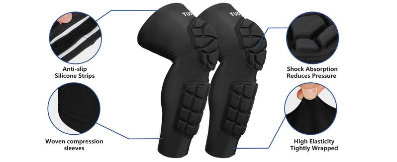 【new year】Padded Knee & Shin Guards Calf Pads Protector Compression Leg Sleeve Knee Brace for Football Basketball Volleyball Soccer Baseball for Youth Adult (1 Pair)