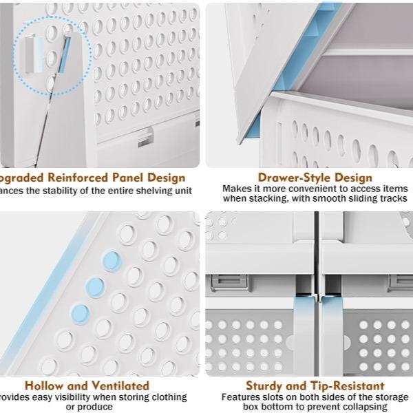 1 Pack Stackable Closet Storage Bins Multi Functional Foldable Wardrobe Organizer for Bathroom Kitchen Laundry Room Space Saving Clothes Storage Drawer Organizing