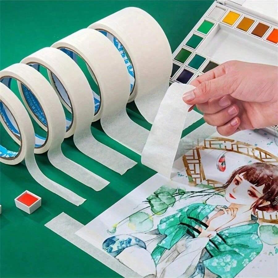 3 Roll Removable Masking Tape (0.59/0.79/1.18 Inches X 394 Inches), Artistic Watercolor Sketch Drawing Painting Frame, Medium Adhesion Adhesive, Paper Art Supplies
