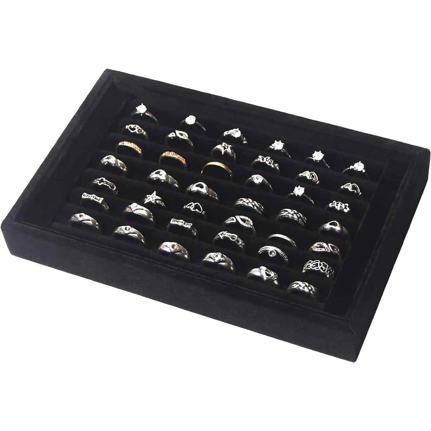Ring Holder Display Tray  Organizer Stands for Selling Rings Earrings Show (Black)