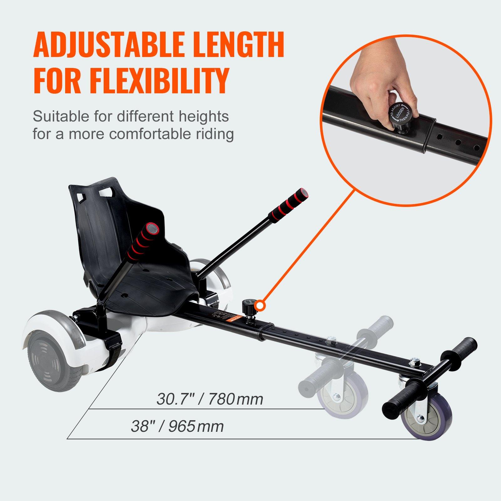【Summerfinds】VEVOR Hoverboard Seat Attachment(Not included hoverboards), Compatible with All 6.5" 8" 8.5" 10" Hoverboards, Grips Control, Adjustable Frame Length and 220 LBS Load Capacity, Hover Board Go Karts Ac