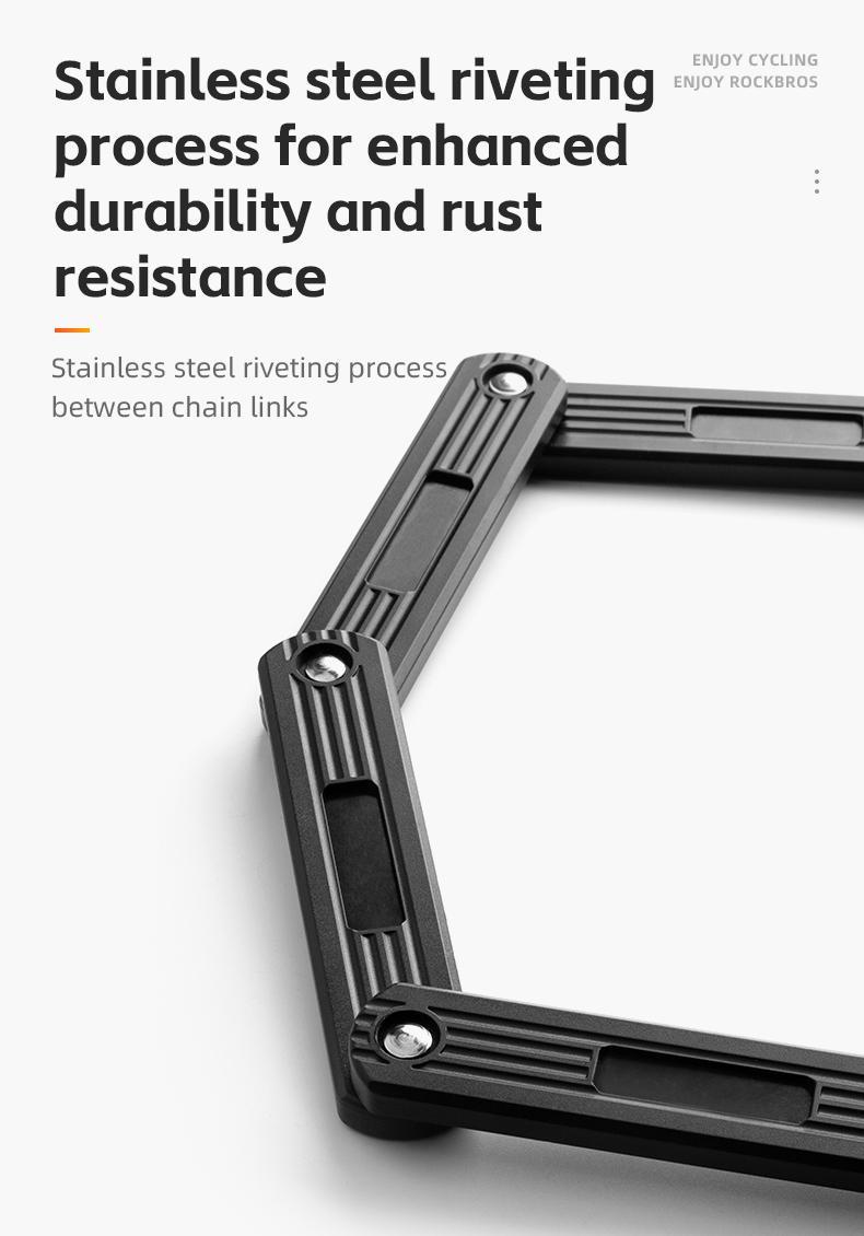ROCKBROS Anti-Theft Folding Bike Lock,Bold Diameter 0.7cm,High-Strength ABS Material,Portable Folding Key Lock Bicycle Motorcycle Electric Vehicle