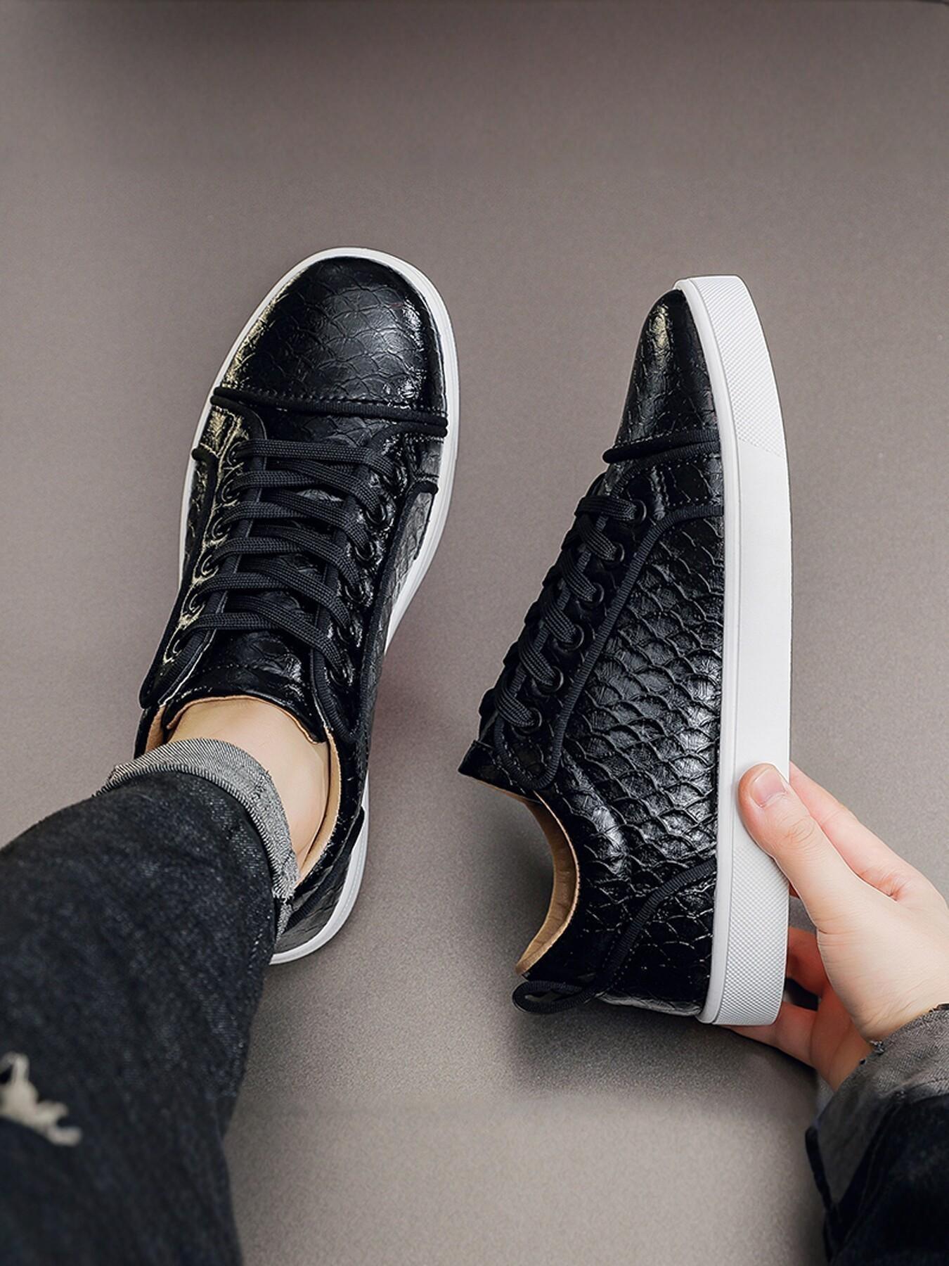 Men's Fashion Simple Style Shoes, Sole Scales Pattern Upper Design, Daily Wear Business Walking Shoes, Comfortable and Stylish