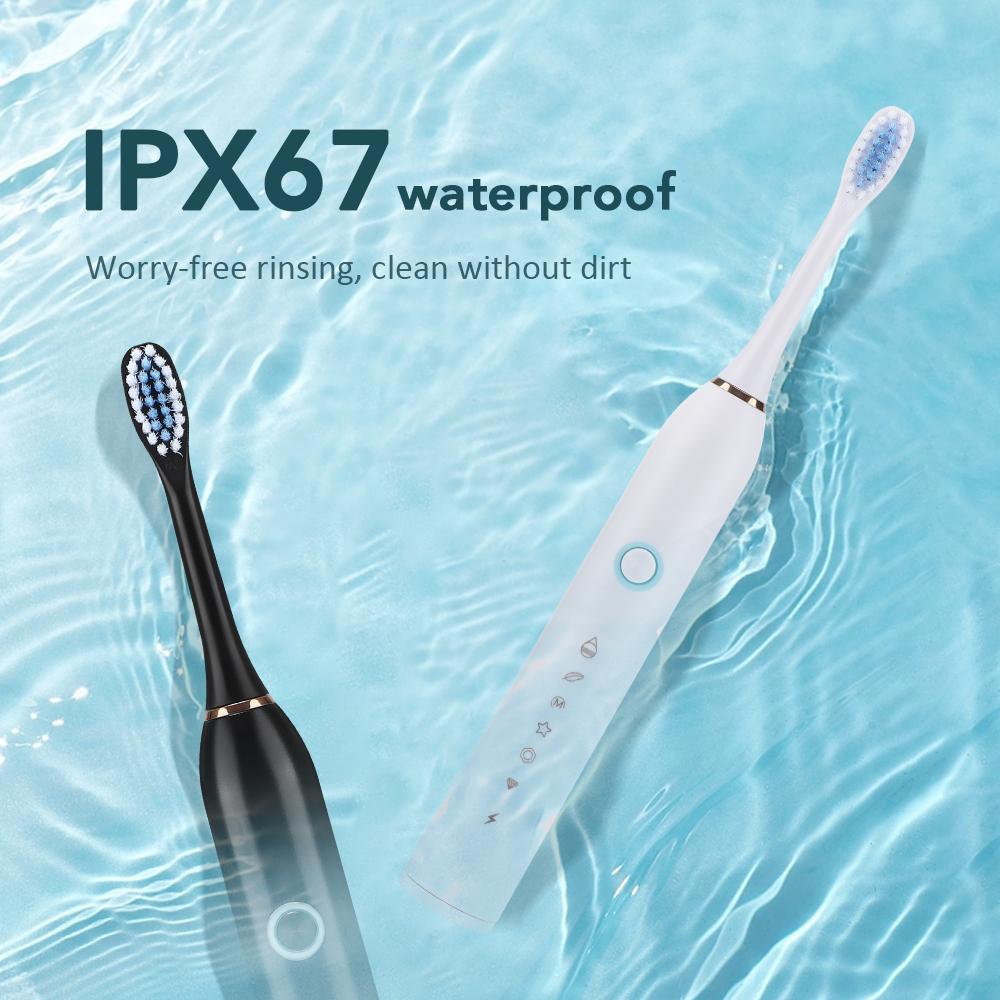 Electric Toothbrush with Replacement Brush Head, 1 Box 6 Modes Teeth Cleaning Product, Oral Care Waterproof Type-C Rechargeable Toothbrush