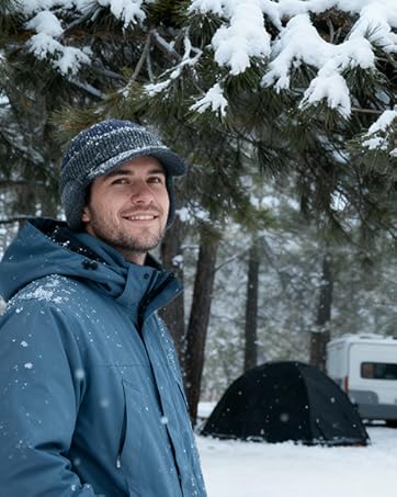 Men's Winter Ear Warmer Hat, Fleece Lined Thick Warm Knit Cap, Knitted Hat, Windproof Cycling Beanie, Cold Weather Headwear, Sports Hat, Outdoor Protection