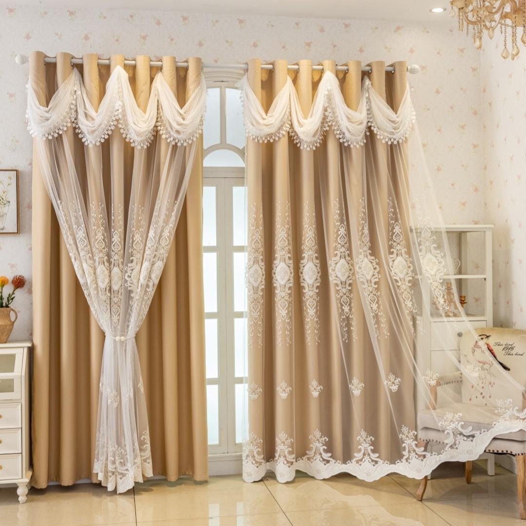 1pc Luxury Double-Layer Blackout Jacquard Curtain, Thermal Insulation Noise Reduction, Cozy Decor for Bedroom Living Room Floor-To-Ceiling Window