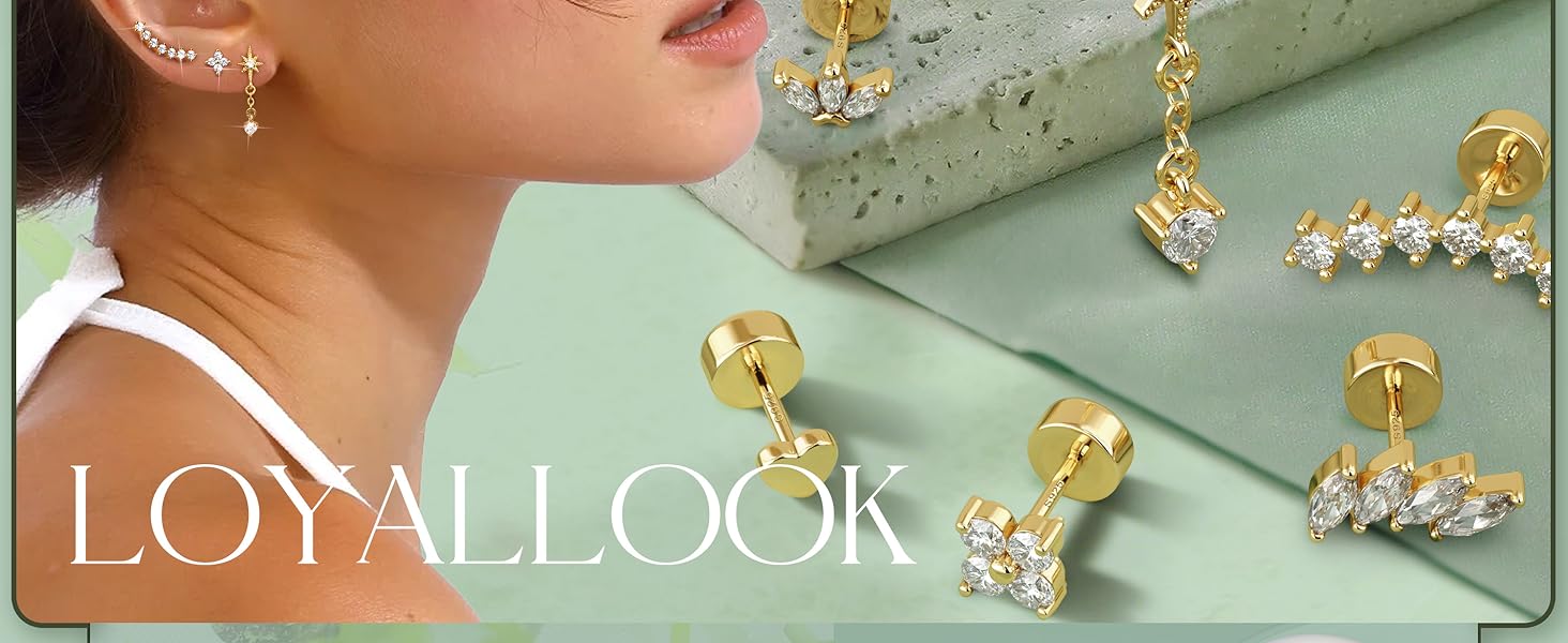 925 Sterling Silver Flat Back Stud Earrings for Women, Hypoallergenic 14k, Small Cz Helix Conch Tragus Piercing Jewelry 20g