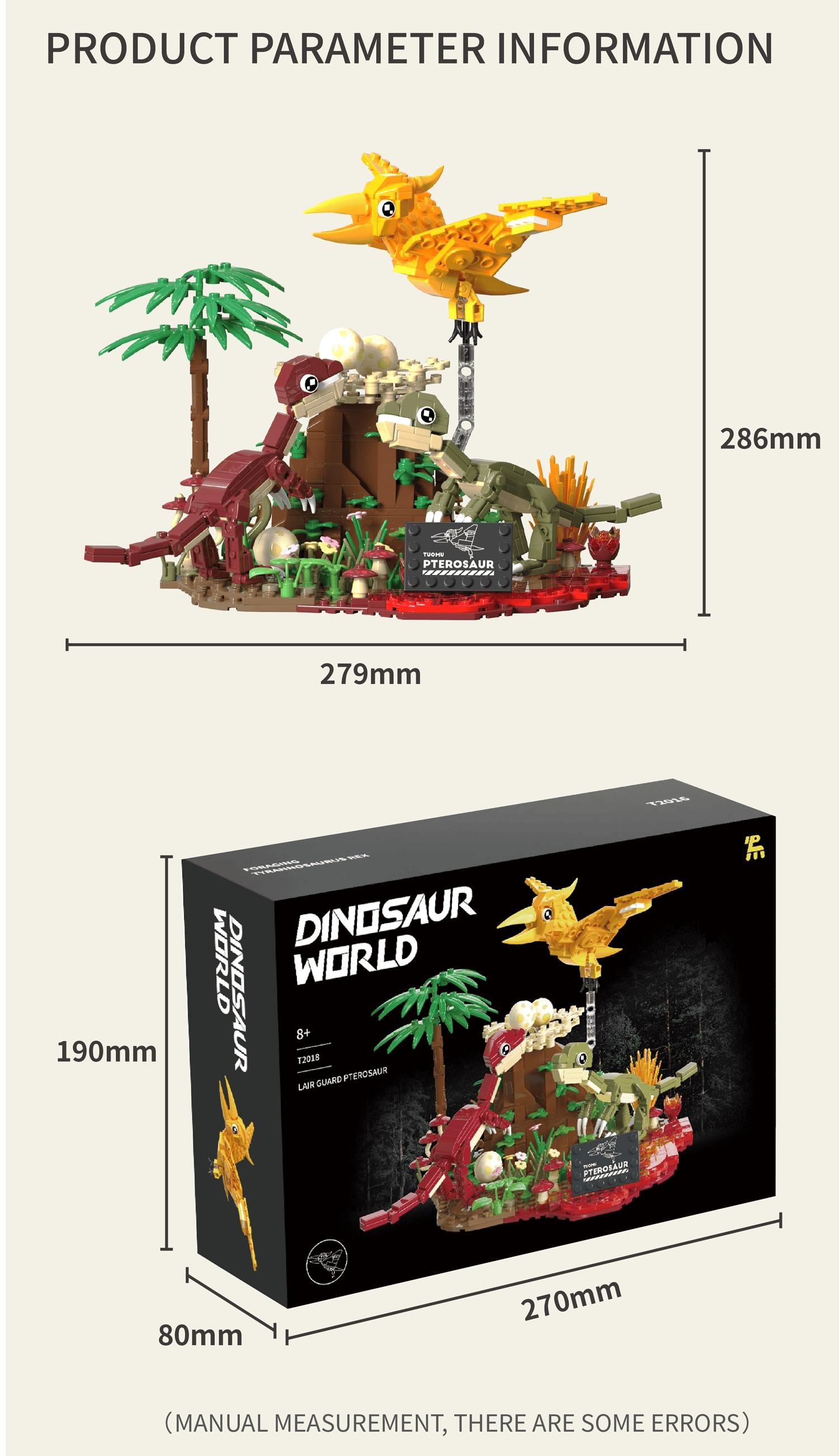 Dinosaur World Building Set, Pterosaur Bird Model DIY Creative Toy, Mini Brick Scene, Desk Decor, Fun Assembly Hobby, Gift for All Ages