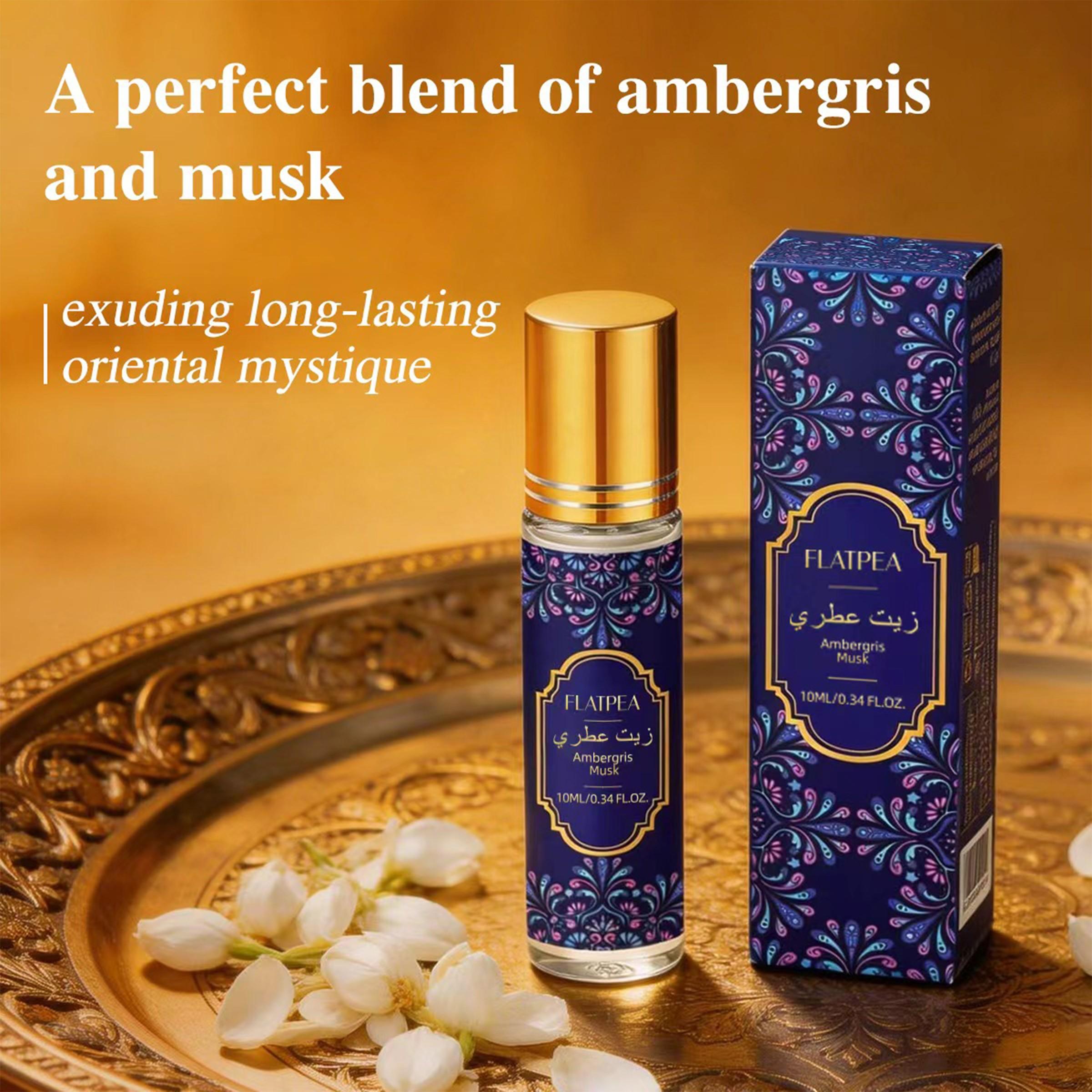 Global Alb Amber Musk Rollerball Essential Oil 10ML, Middle Eastern Neutral Woody Fragrance, Citrus + Amber Long-Lasting, Portable Pulse Point Body Perfume