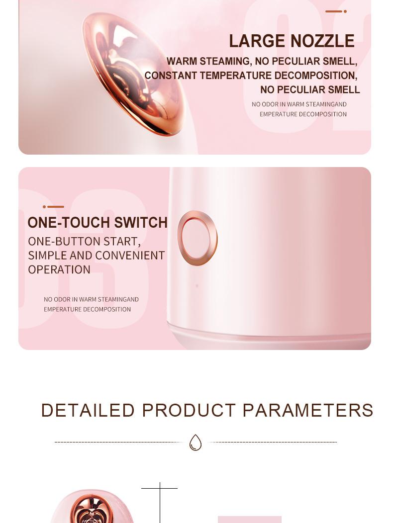 New Facial Steamer,  Home Sauna Spa Sprayer Moisturizing Cleansing Pores, Nano Ionic Hot Mist Facial Humidifier Atomizer,(Pink-Gold)