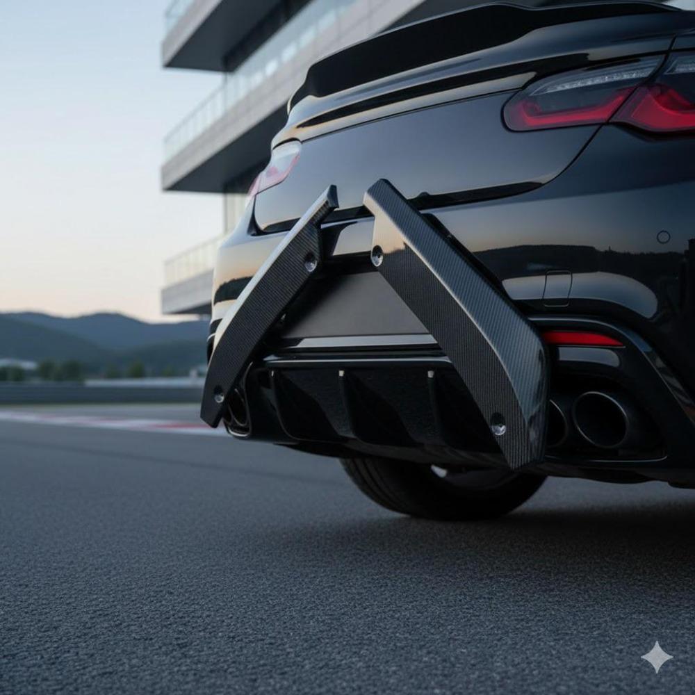 Upgrade Car Aero Kit: Carbon Fiber Front Lip Spoiler & Rear Wing Combo ...