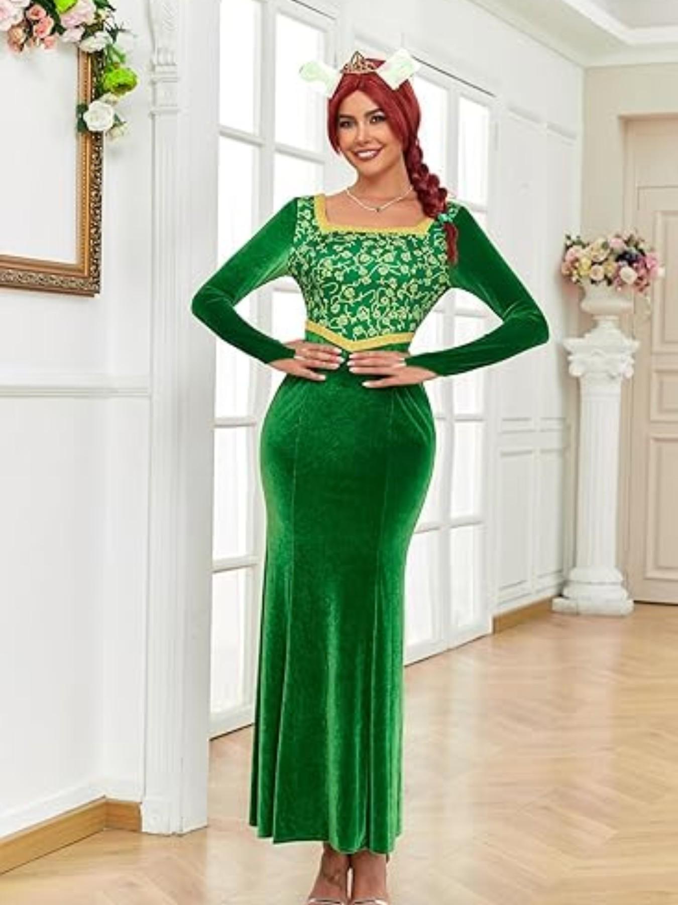 Anime Princess Dress Fiona Dress Shrek Cosplay Costume Halloween Fancy Fantasy Party Suit Roleplay for Adult Women