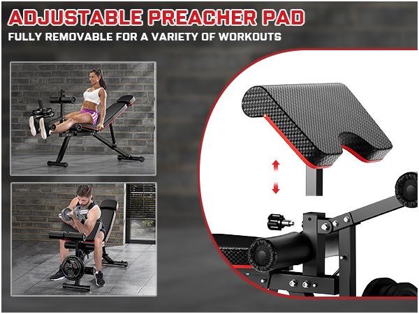Bearbro 10 Positions Adjustable Weight Bench Workout Bench for Home Gym,Olympic Weight Bench Press for Full Body Workout 900lbs,Christmas gift Adjustable Home