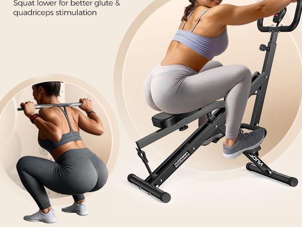 Squat Machine for Home, 3 Resistance Levels, Glute Trainer & Rowing, Foldable, Easy Setup, 330 LBS Capacity, Full Body Workout, Strength & Balance