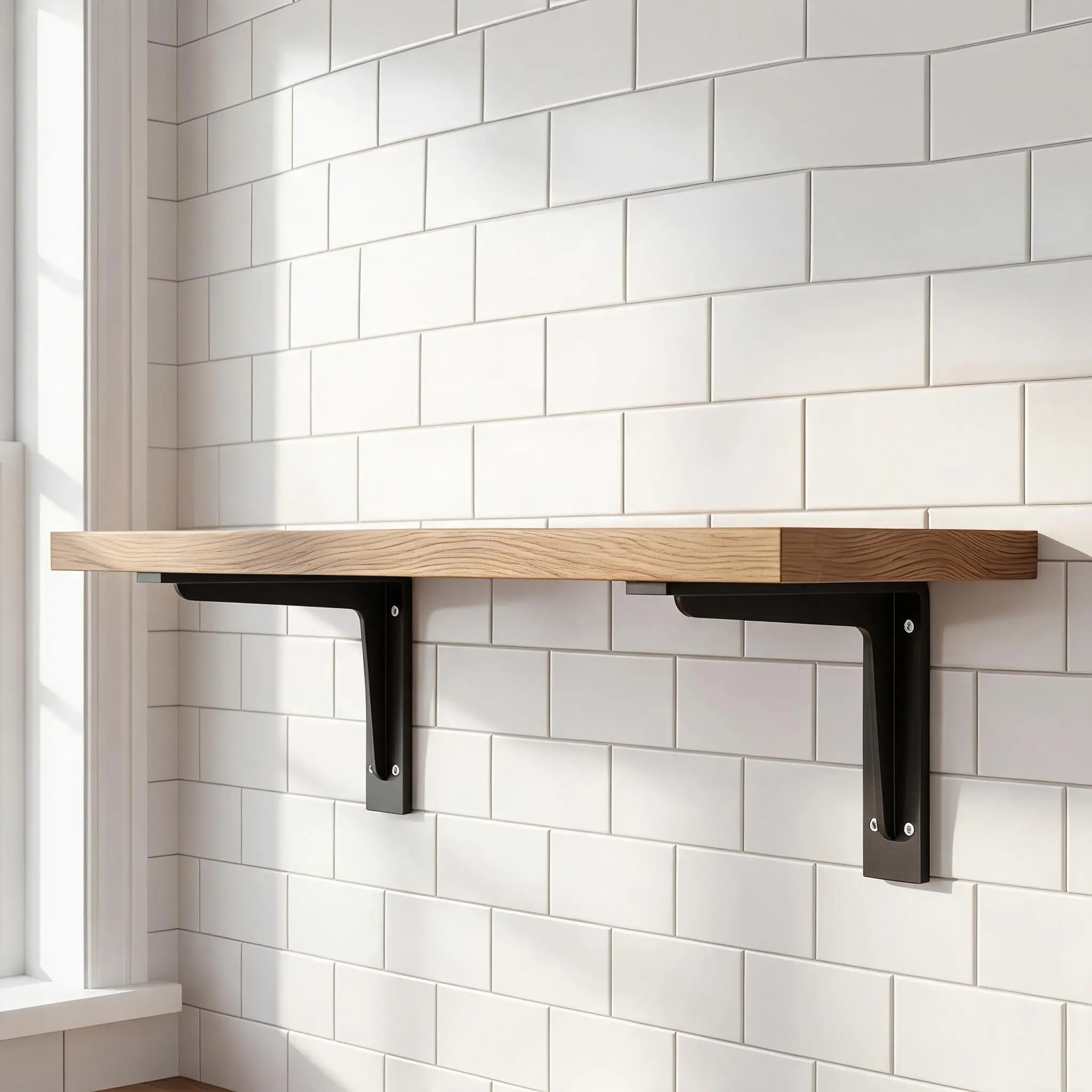 Heavy Duty Floating Shelf Brackets Reinforced Solid Stainless Steel 4.2mm Ultra Thick Weld Free for Farmhouse Kitchen Garage Living Room Wood Planks Home DIY 2 Pack Strong Anti Sag Wall Mount Hardware