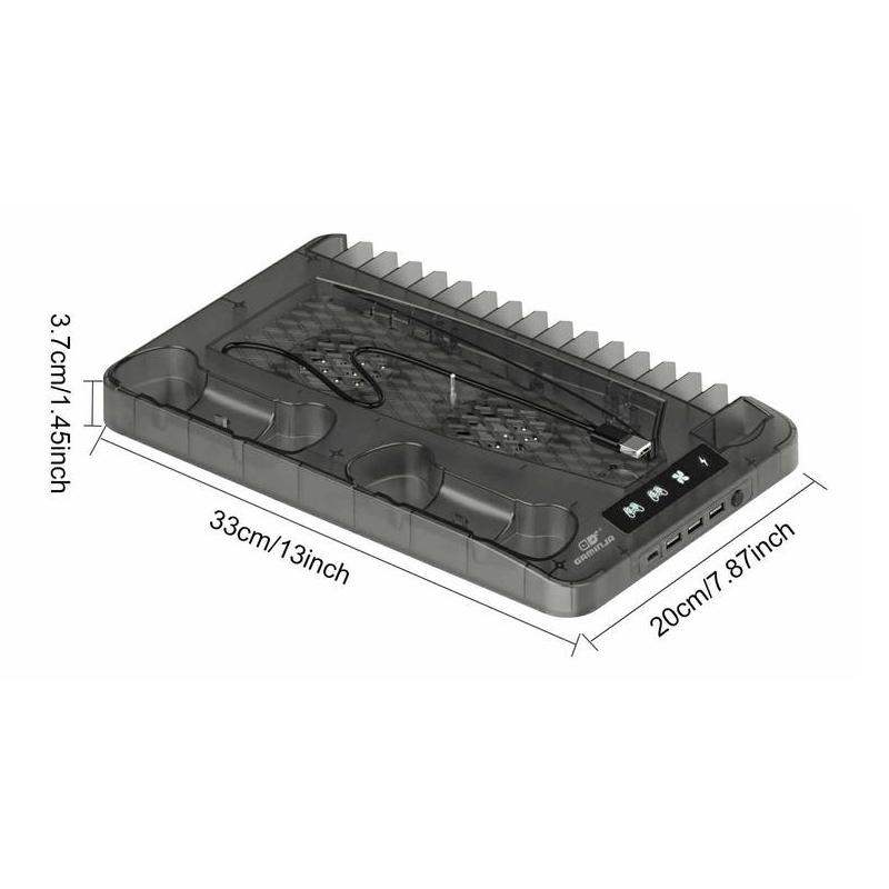 Charging Base Cooling Bracket for Dual PS5 Controller, Summer Fall Gift, Gaming Controller Vertical Stand Cooling Fan for PS5 Accessories, Summer Gaming Accessories, Cooling & Charging Station with Mini Fan, Controller Accessories