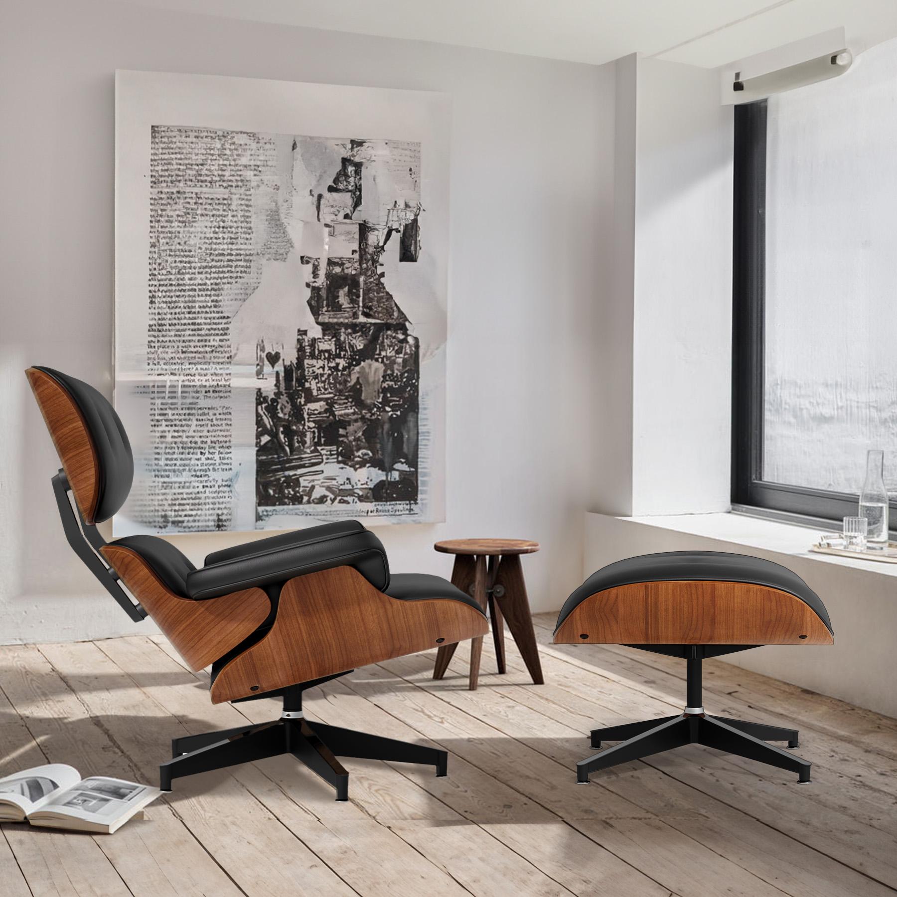 [Mid Century Accent Chair] Mid Century Recliner Chair with Ottoman - Wide Armrest, Heavy Duty Base Support - for Living Room Bedroom Office luxury seat minimalis