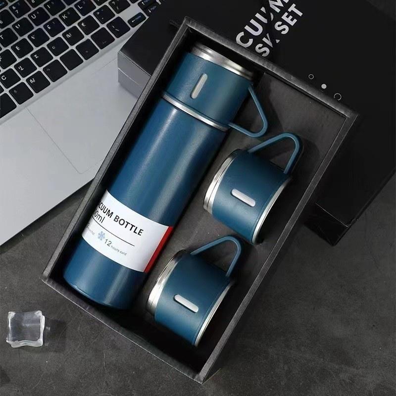 Large Capacity Stainless Steel Insulated Cup with Three Lids, Durable Kids Water Bottle, Elegant Gift Box Packaging