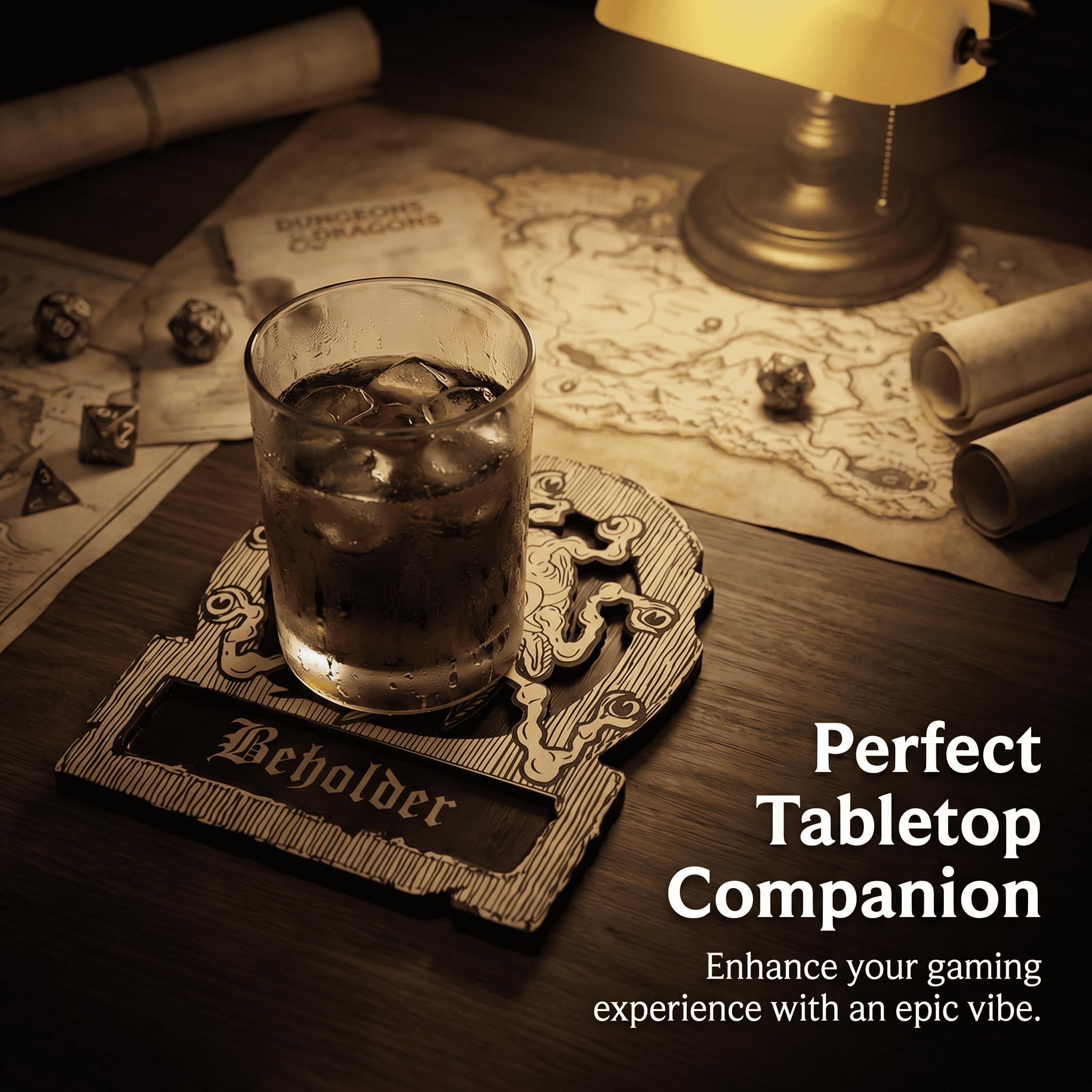 Role-Playing Game Dice Tray Coaster Set, Beholder Class Icons Cute Coasters, Fantasy Home Decor, Kitchen Gift, No Dice Included