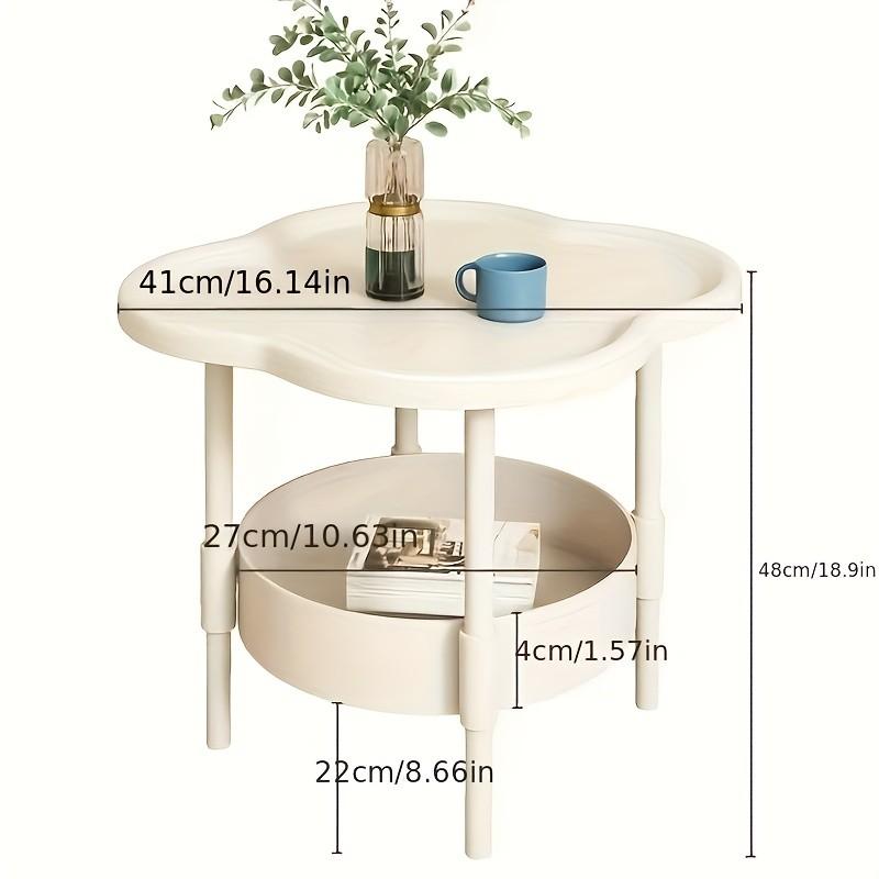 Classic Fashion Storage Table, Dual Layer Design, Ideal for Bedside, Living Room, Office, Modern Minimalist Side Table, Rounded Edge, Kitchen, Bathroom, Bedroom