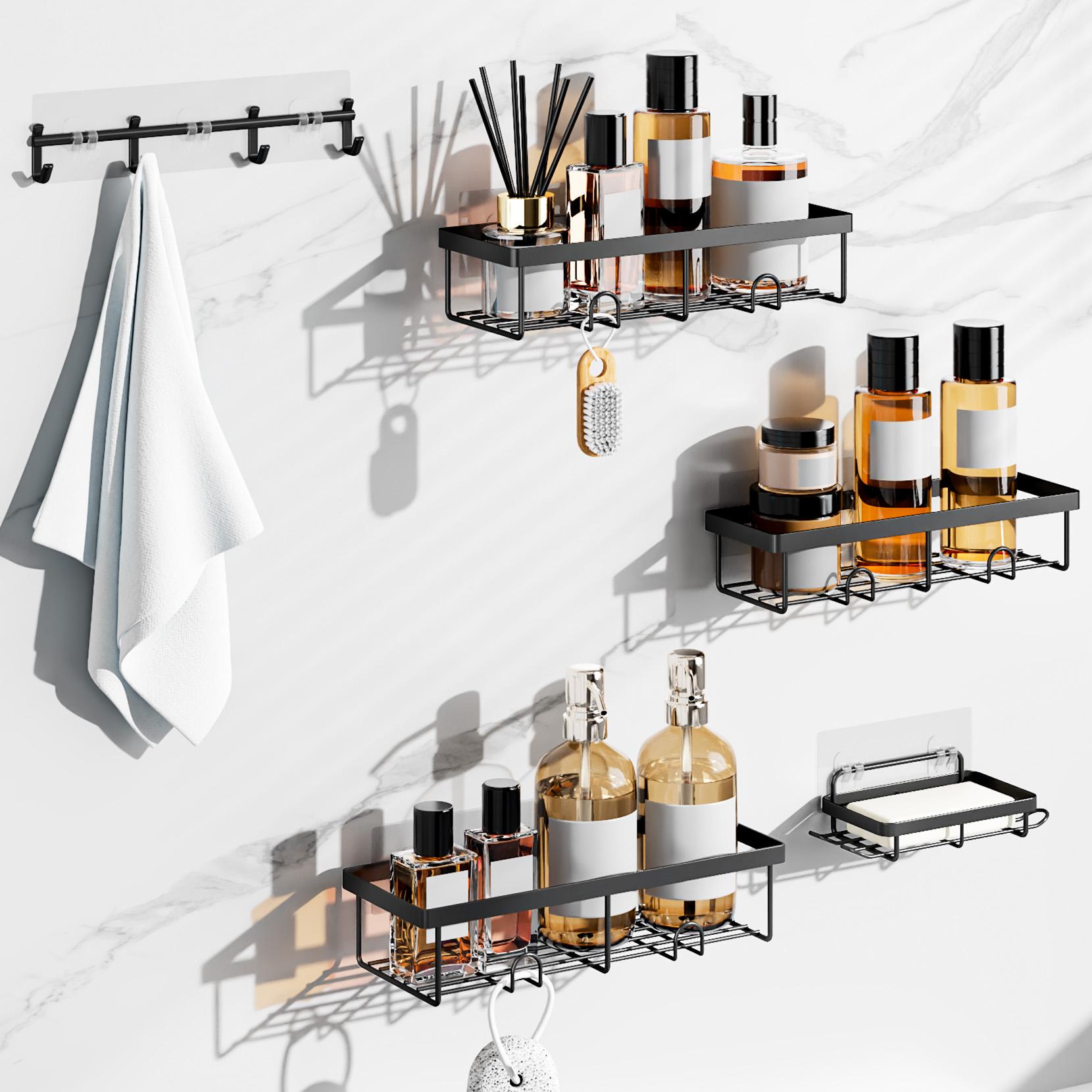 YASONIC 5 Pack Shower Caddy Shelf Bathroom Shower Organizer Rack No Drilling Multifunctional Organizer,corner shower shelf