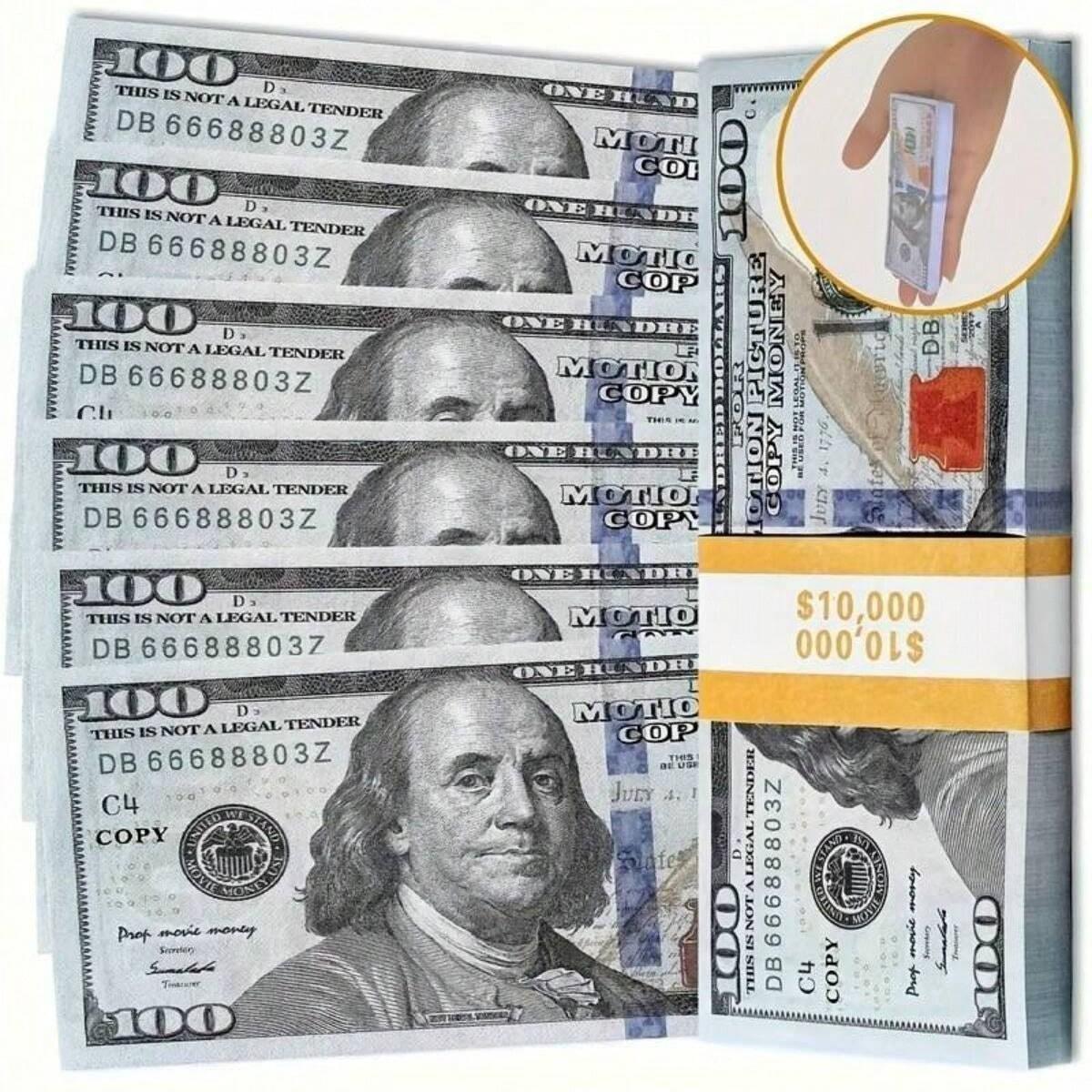 100/50 Pcs 100 Dollar Props Paper Banknote Copy, Ideal for Games, Parties, Movies, Festivals, Fun Gifts, Replica Currency Props