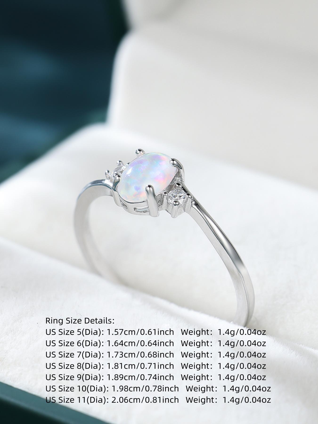 Elegant Synthetic Opal Beautiful Rings for Women Delicate Jewelry Perfect for Engagement Weddings Party, Daily Wear Anniversary Gift （with box）