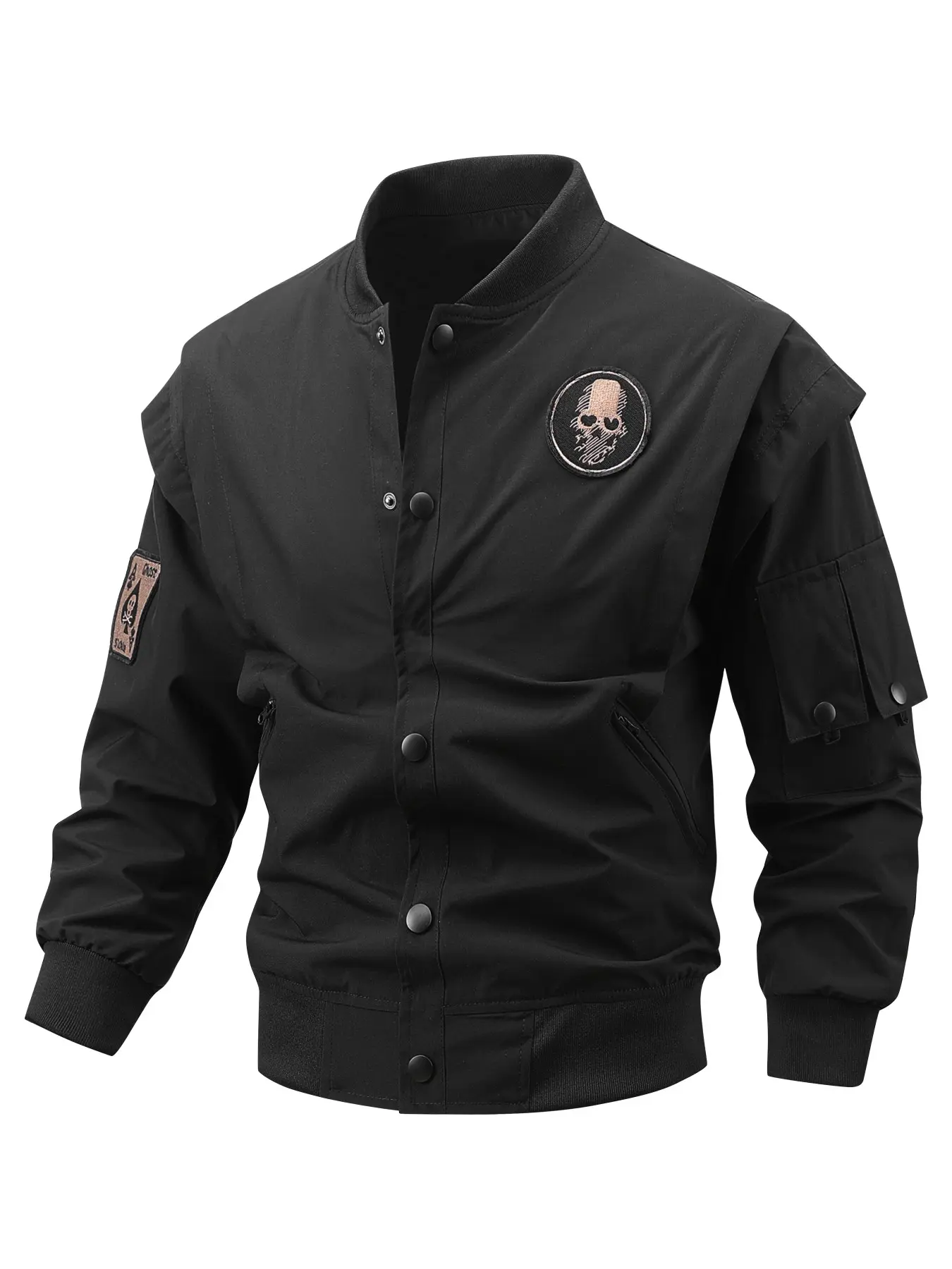 Autumn Winter Men's MA1 Flying Baseball Jacket, Shoulder Down Short Jacket, Collar Work Jacket, Multi Pocket Functional Tactical Top, Durable Air Force Pilot Windbreaker, Casual Streetwear Jacket, Street Wear, Daily Travel Hip Hop