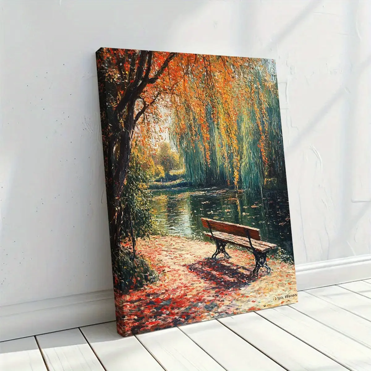 1Pc Gallery Wrapped Canvas Laude Monet, "Spring in Giverny" Wall Art, HD Printed Canvas Print, Ready to Hang, Wooden Frame, Fade Resistant, Modern Wall Decor for Living Room, Bedroom, Bathroom, Kitchen & Office