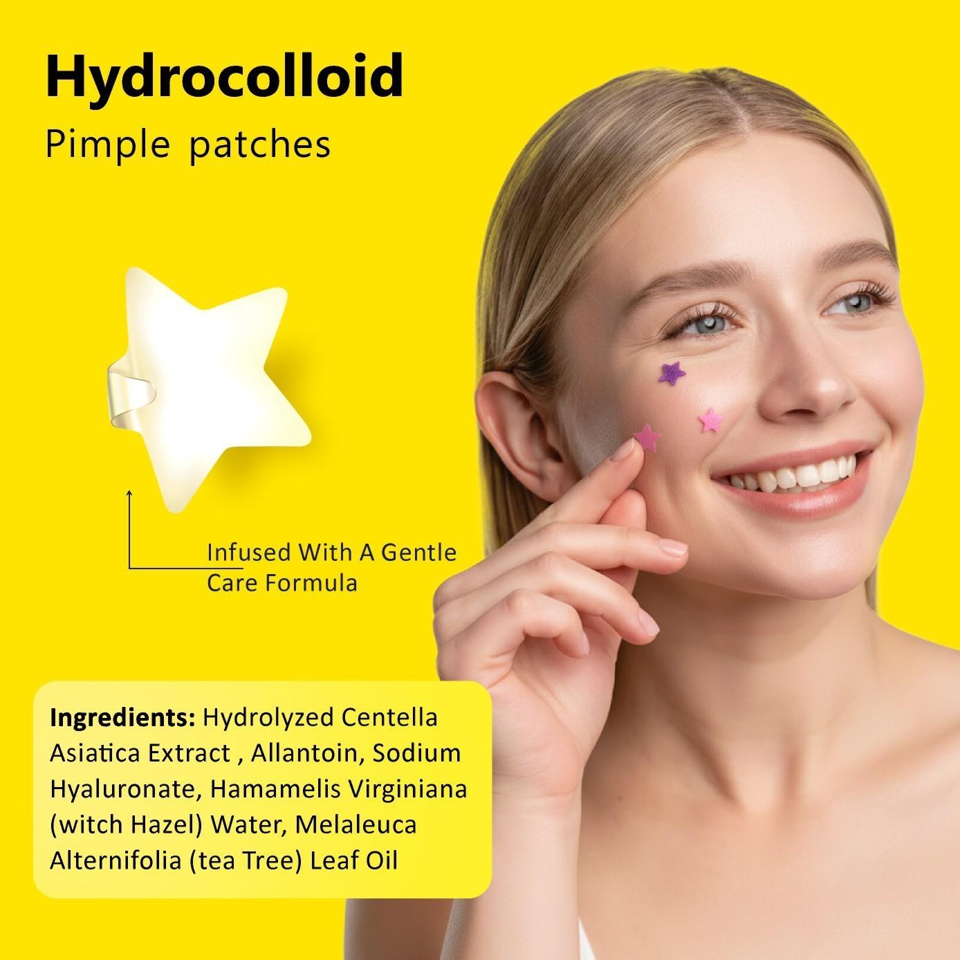 60 Pcs Star-Shaped Facial Acne Patches, Cute Colorful Hydrocolloid Acne Patches, Waterproof Concealer, Teen & Adult Skincare Gift