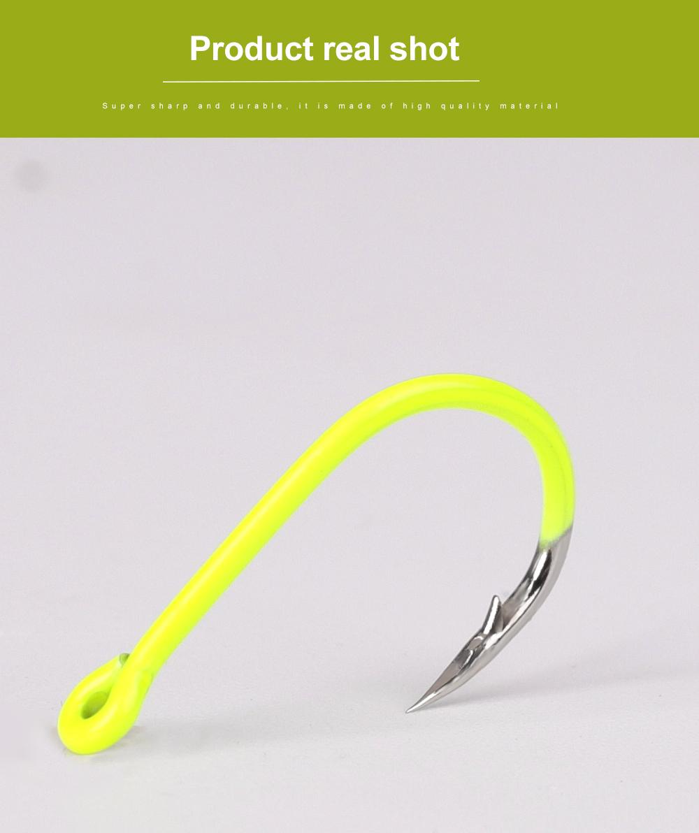 FTK Ise-ni Fishing Hooks, Fluorescent Yellow, Flattened, 50pcs, Stainless Steel, High-Carbon Steel, Barbed